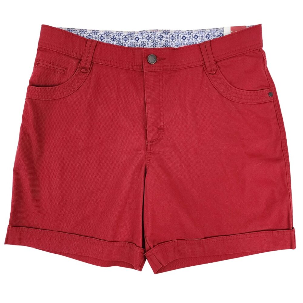 New Lee Womens 16 34x6.5" Ruby Red Shorts Just Below the Waist Comfort Waistband